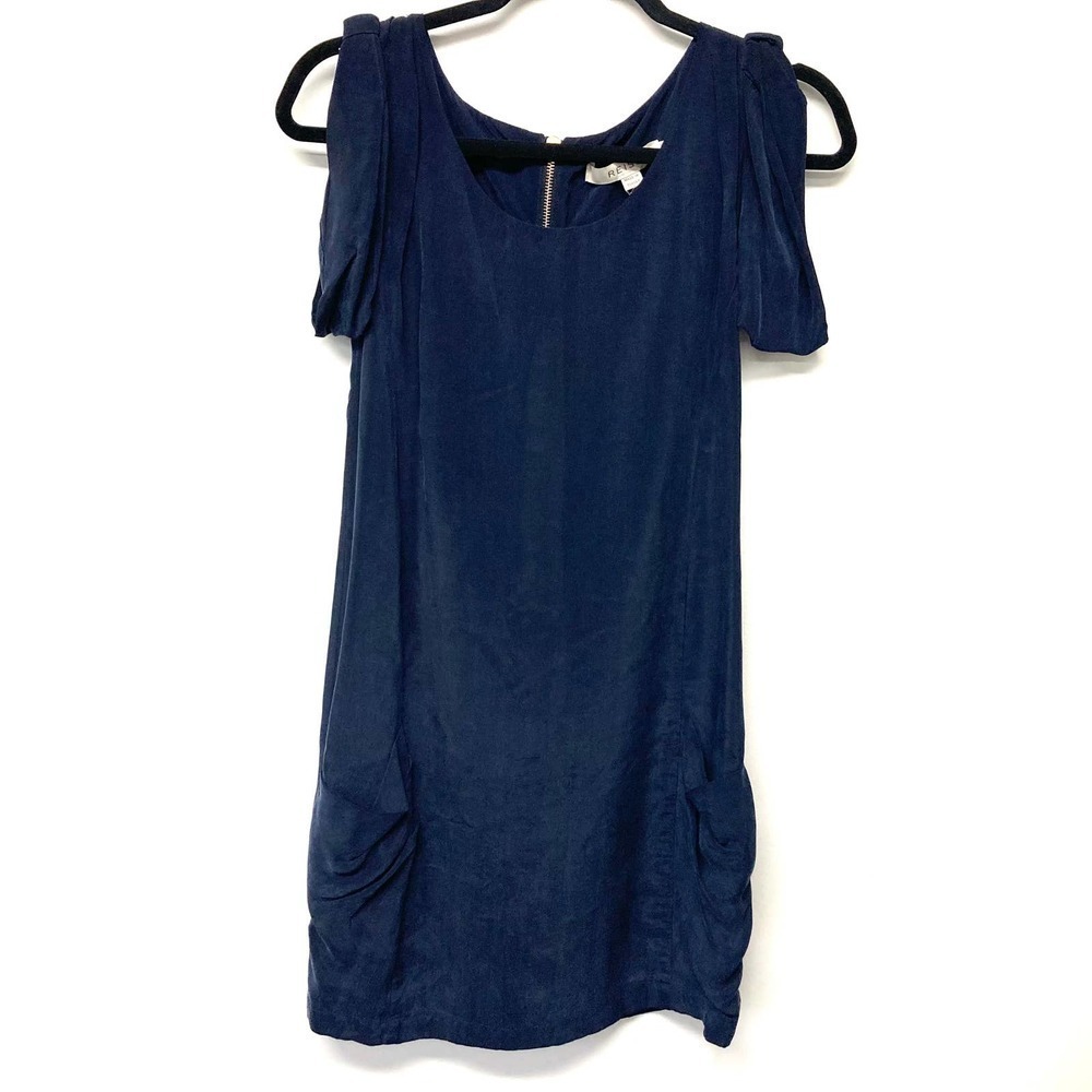 reiss cupro shift mini dress with pockets navy